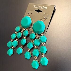 Natasha Green Dangly Beaded Statement Earrings